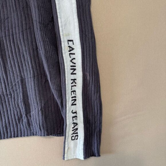 Calvin Klein Men’s Long Sleeve Knit Size Medium Vintage Striped Preppy 2000s - Picture 2 of 11